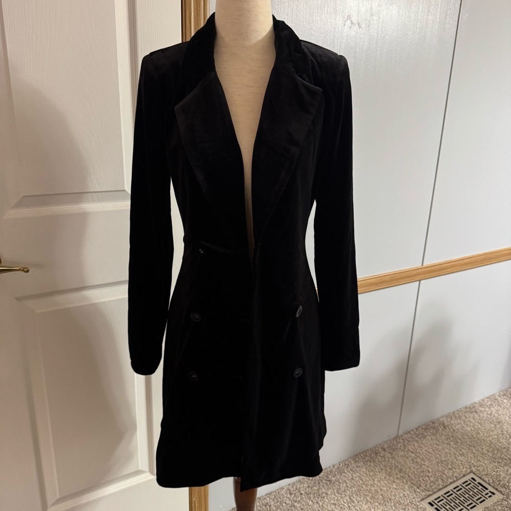 Yumi Kim Black Mini‎ Velvet Blazer Style Dress Size XS